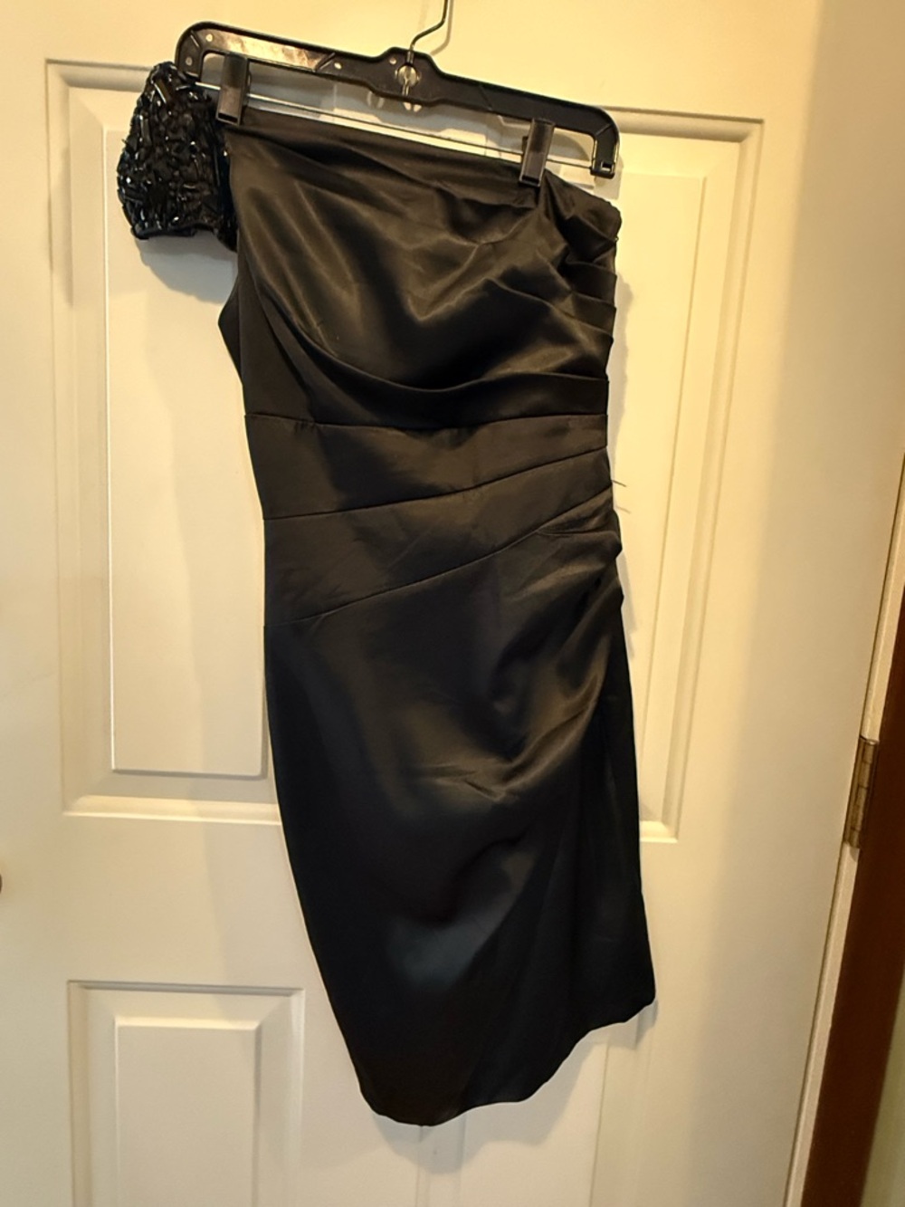 AKIRA Black One-Shoulder Satin Cocktail Dress